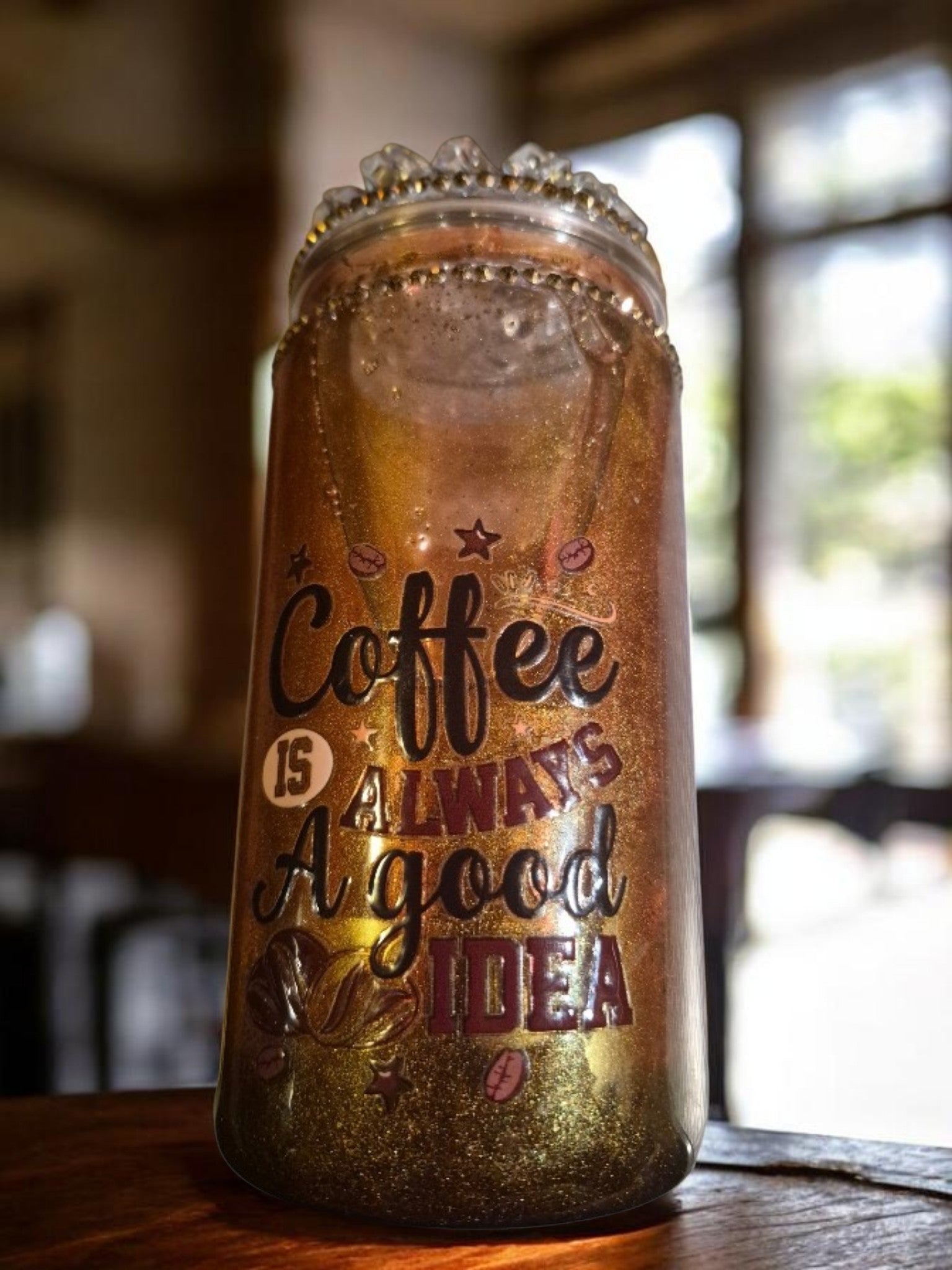 Coffee Theme Snow Globe Tumbler